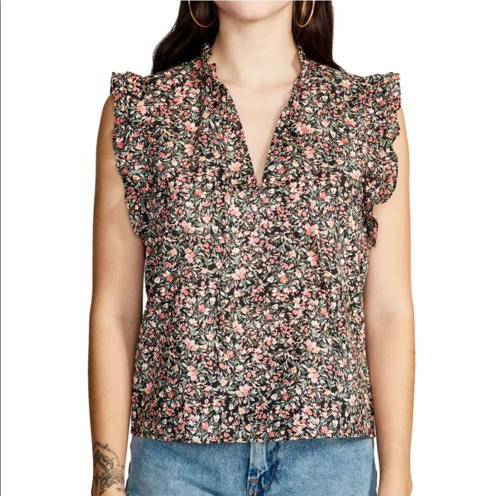 🌺 BB Dakota Steve Madden black ditsy floral top size Medium  ⭐️NWT⭐️